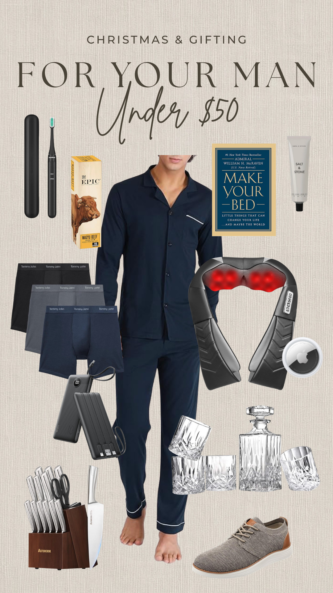 Gifts for him! Perfect for your boyfriend, husband, son, brother, uncle, everyone. This one was a little different but fun to put together - and ALL UNDER $50!
.
.
christmas gift ideas, men stocking stuffers, men’s pajamas, neck massager, men’s gadgets, gift ideas for husband, men’s devotional books, men’s clothes, bar sets, holidays, gifting, gift guide, amazon 

 

#LTKGiftGuide #LTKFindsUnder50 #LTKHoliday