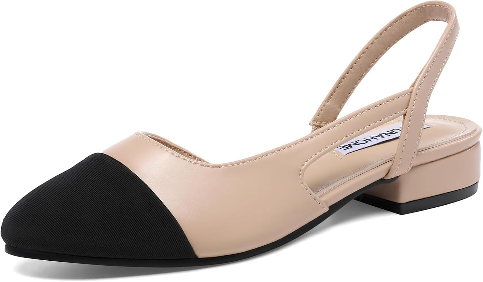 Womens Slingback Flats Two Tone Closed Round Toe Casual Pumps for Office or Fashion | Amazon (US)