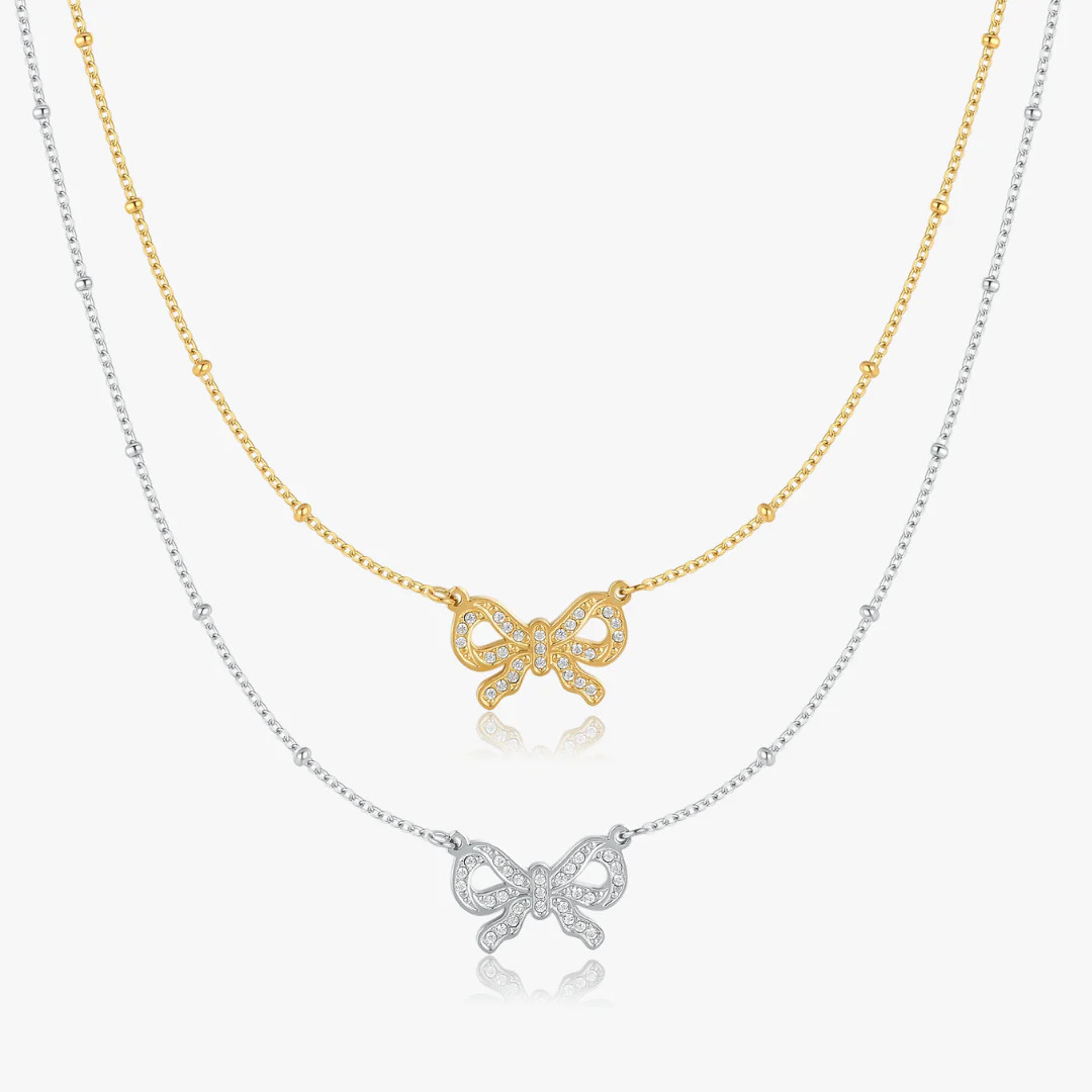 Pave Bow Necklace | Flaire & Co.