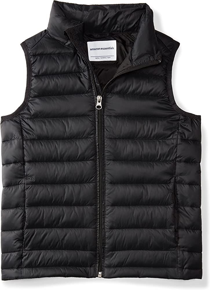 Amazon.com: Amazon Essentials Boys' Light-Weight Water-Resistant Packable Puffer Vests, Black, Me... | Amazon (US)
