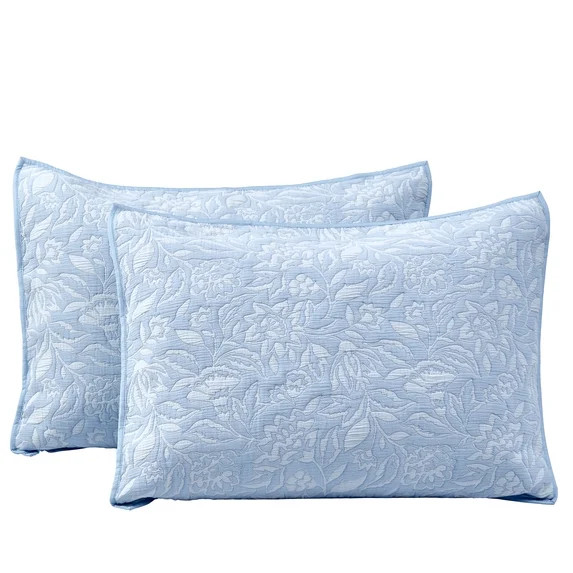 Better Homes & Gardens Floral Matelassé Pillow Shams, Standard, Blue, 2 Pack | Walmart (US)
