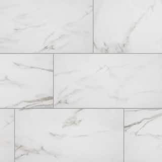 Michelangelo Calacatta Rectified 12 in. x 24 in. Porcelain Floor and Wall Tile (13.3 sq. ft. /case) | The Home Depot