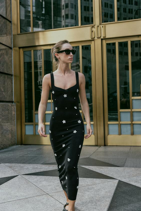 FLORAL STRETCH MIDI DRESS | Zara US