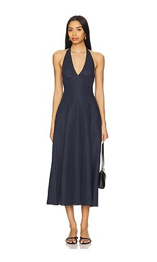 FAITHFULL THE BRAND Marais Midi Dress in Navy from Revolve.com | Revolve Clothing (Global)