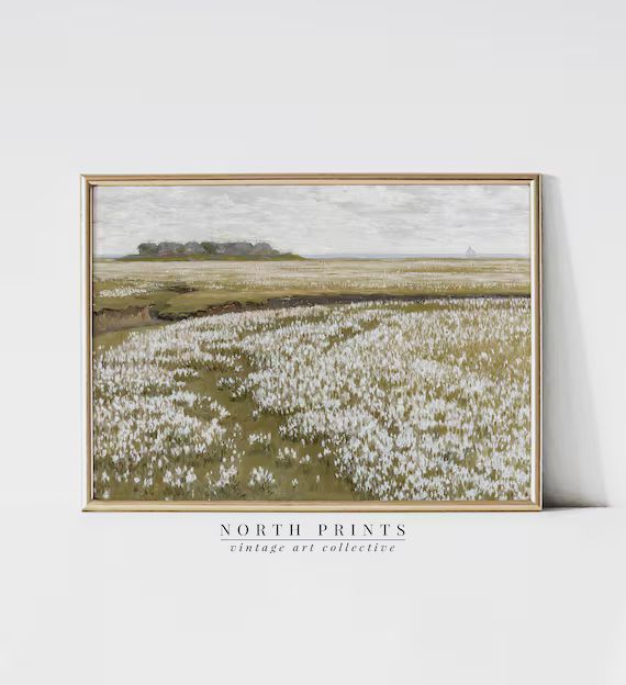 Spring Meadow Painting | Vintage Landscape Print | Country Field PRINTABLE Digital | 990 | Etsy (US)