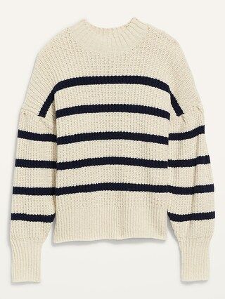 Mock-Neck Striped Shaker-Stitch Sweater for Women | Old Navy (CA)