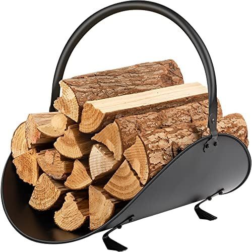 Amagabeli Fireplace Log Holder Indoor Firewood Carrier Metal Wood Rack Holders Tools Covers Fire Woo | Amazon (US)