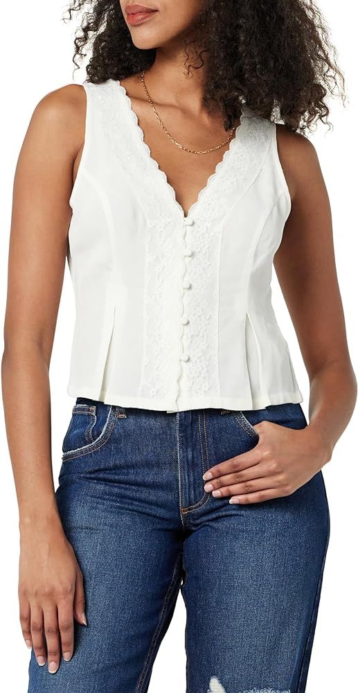 The Drop Women's Paloma Lace Trimmed Sleeveless Top | Amazon (US)