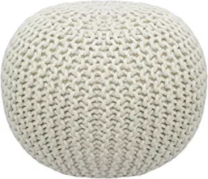 Amazon.com: COTTON CRAFT - Hand Knitted Cable Style Dori Pouf - Ivory - Floor Ottoman - Cotton Br... | Amazon (US)