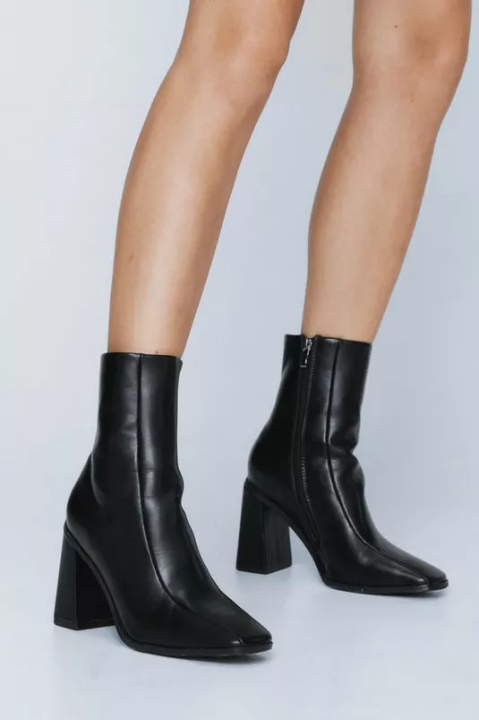 Square Toe Heeled Sock Boot | Nasty Gal (US)