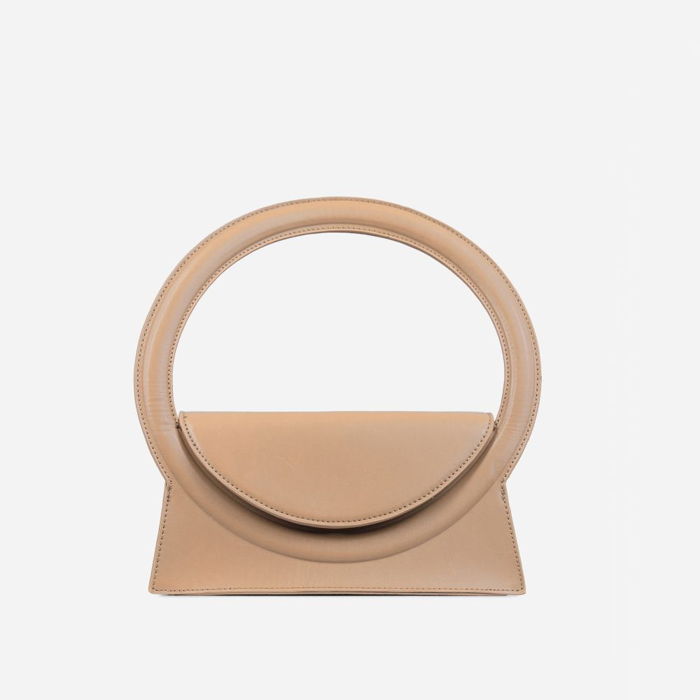 Eloise Round Handle Rectangular Shaped Grab Bag In Nude Faux Leather | EGO (UK)