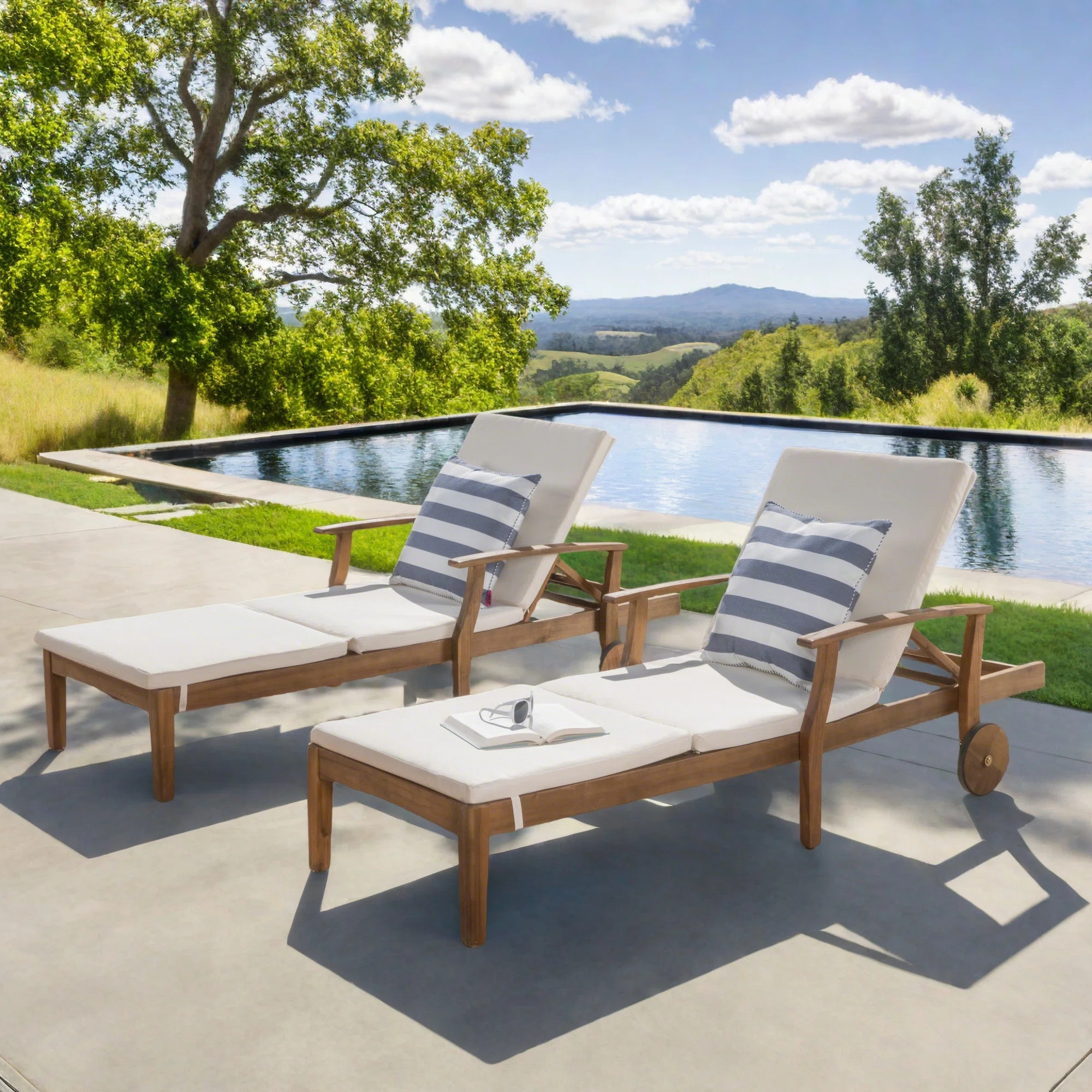 Bevelyn Reclining Chaise Lounge with Cushion (Set of 2) | Wayfair North America