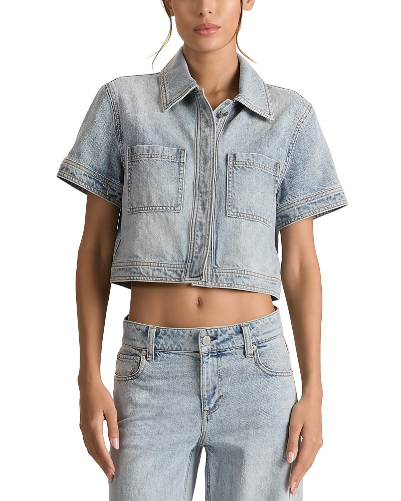 Alice and Olivia Tesha Denim Cropped Top | Bloomingdale's (US)