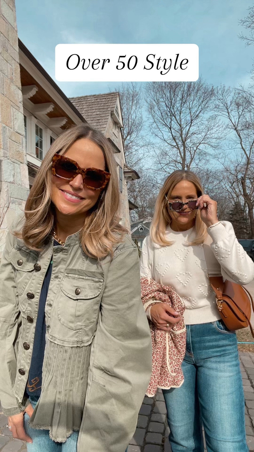 Lunch time and Sunshine OOTD! All TTS! Large coats, large tank, large sweater, size 30 jeans