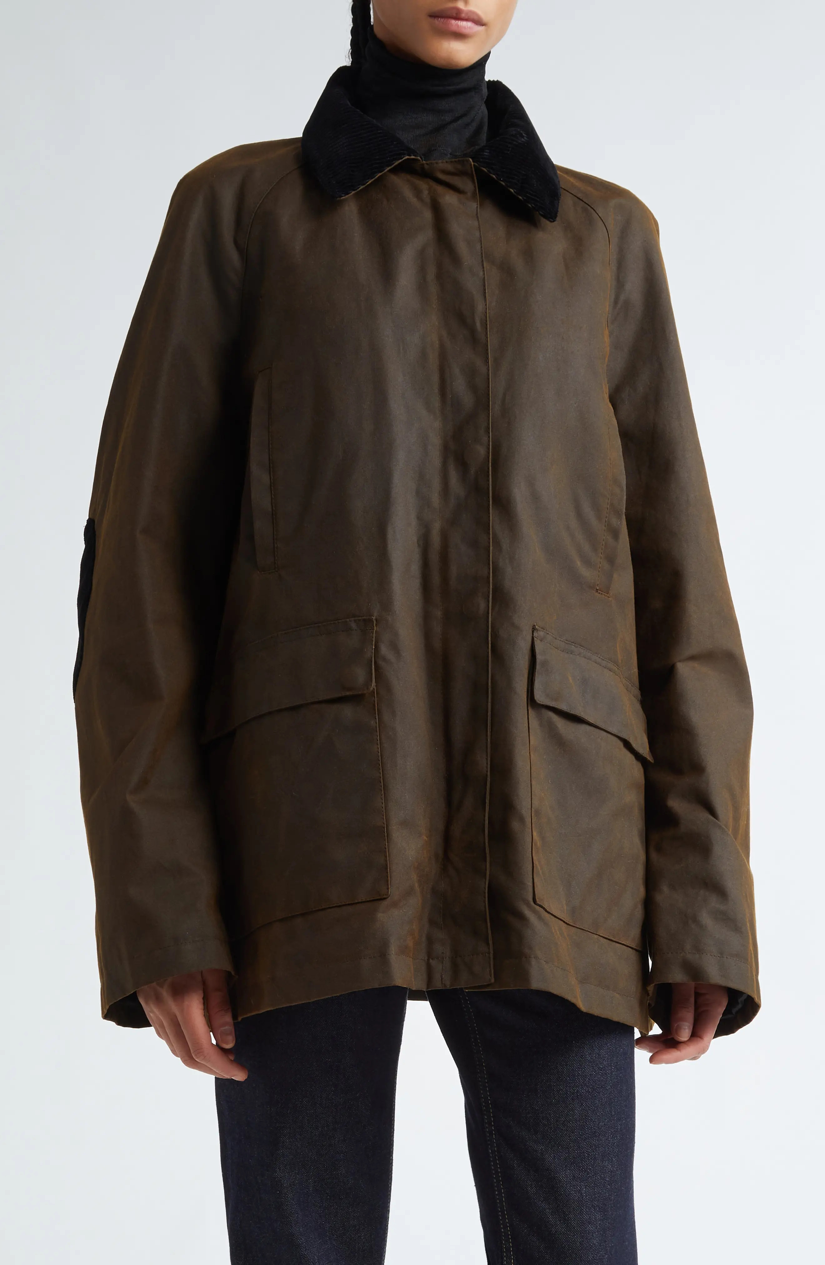 TOTEME Country Waxed Organic Cotton Jacket in Bark at Nordstrom, Size 12 Us | Nordstrom