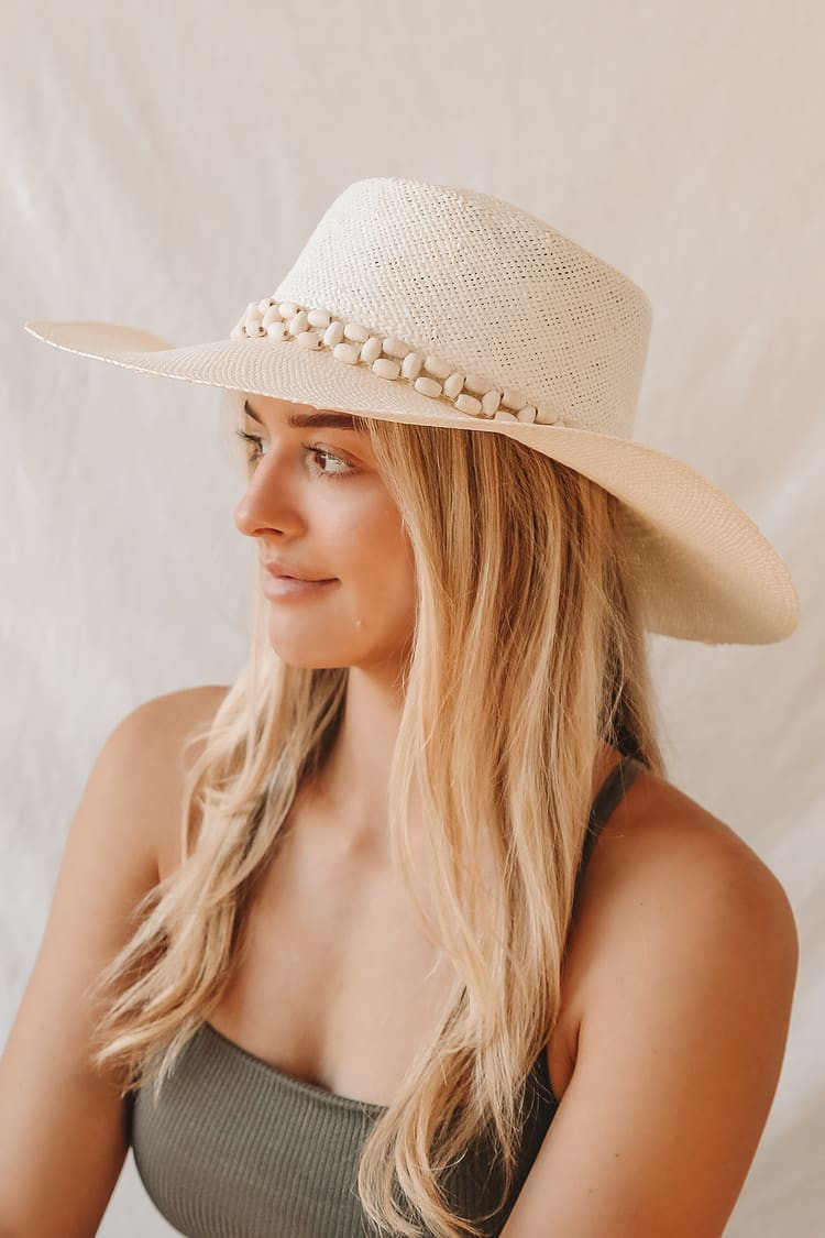 Beach Daze Cream Beaded Boater Hat | Lulus (US)
