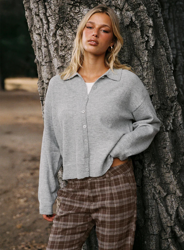 Nadyna Collared Cardigan Grey Marle | Princess Polly US