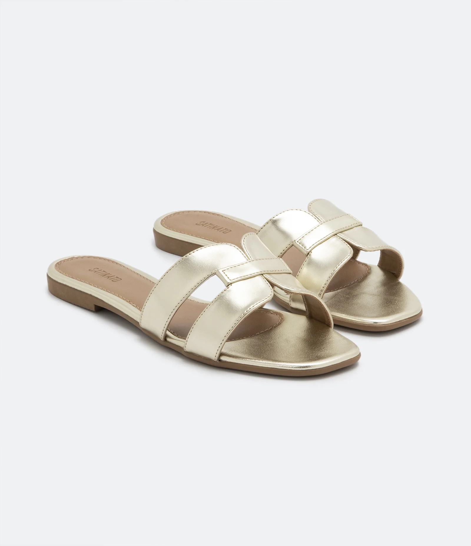 Sandália Rasteira com Cabedal H Dourado - Lojas Renner | Renner (BR)