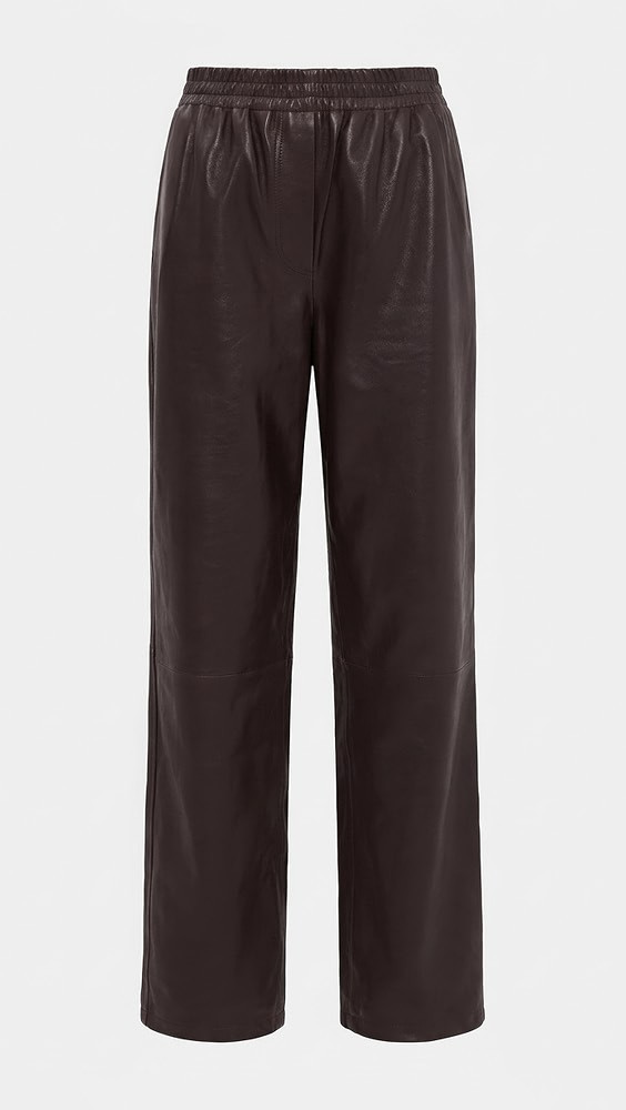 SIMKHAI Corrine Lambskin Leather Pull On Pants Dark Chocolate S | Shopbop