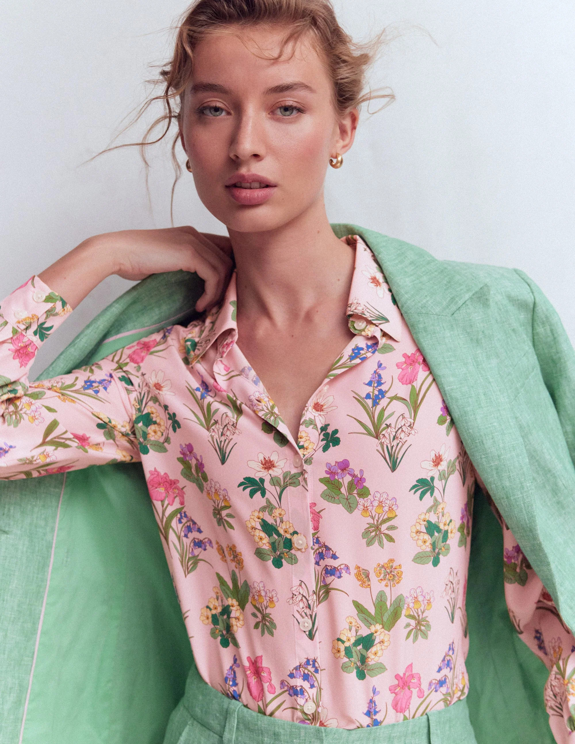 Sara Silk Shirt-Multi, Delicate Blossom | Boden UK