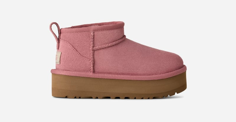 UGG® Kids' Classic Ultra Mini Platform Suede Classic Boots in Pink Dawn, Size 13K | UGG (US)