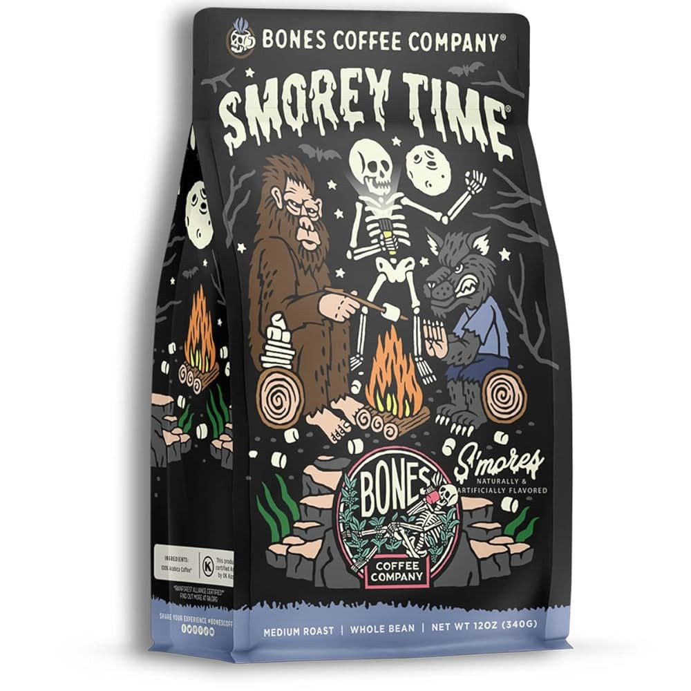 Bones Coffee Company S'morey Time, S'mores and Graham Crackers Flavored Coffee, Medium Roast Low ... | Amazon (US)