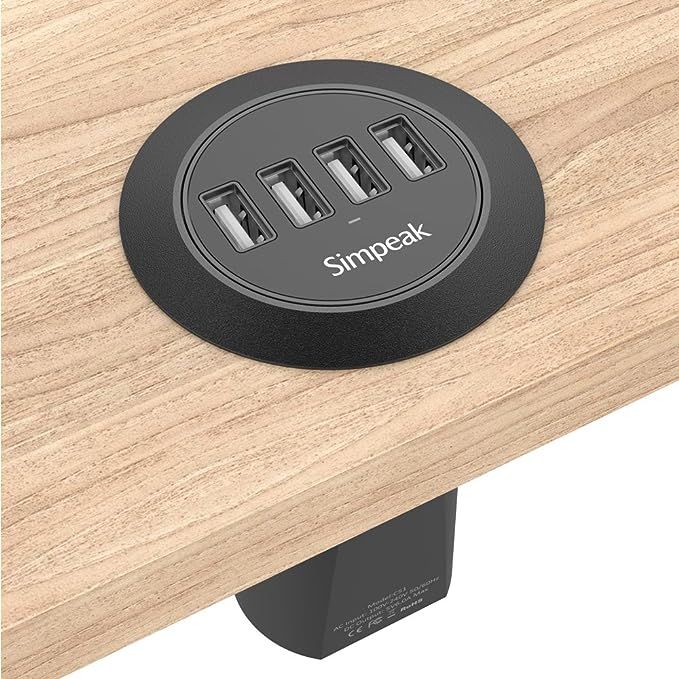 Simpeak 30W 4-Port USB Desk Charger Desktop Charging Station Mounts on The 2.0"/2.4" Grommet Hole... | Amazon (US)