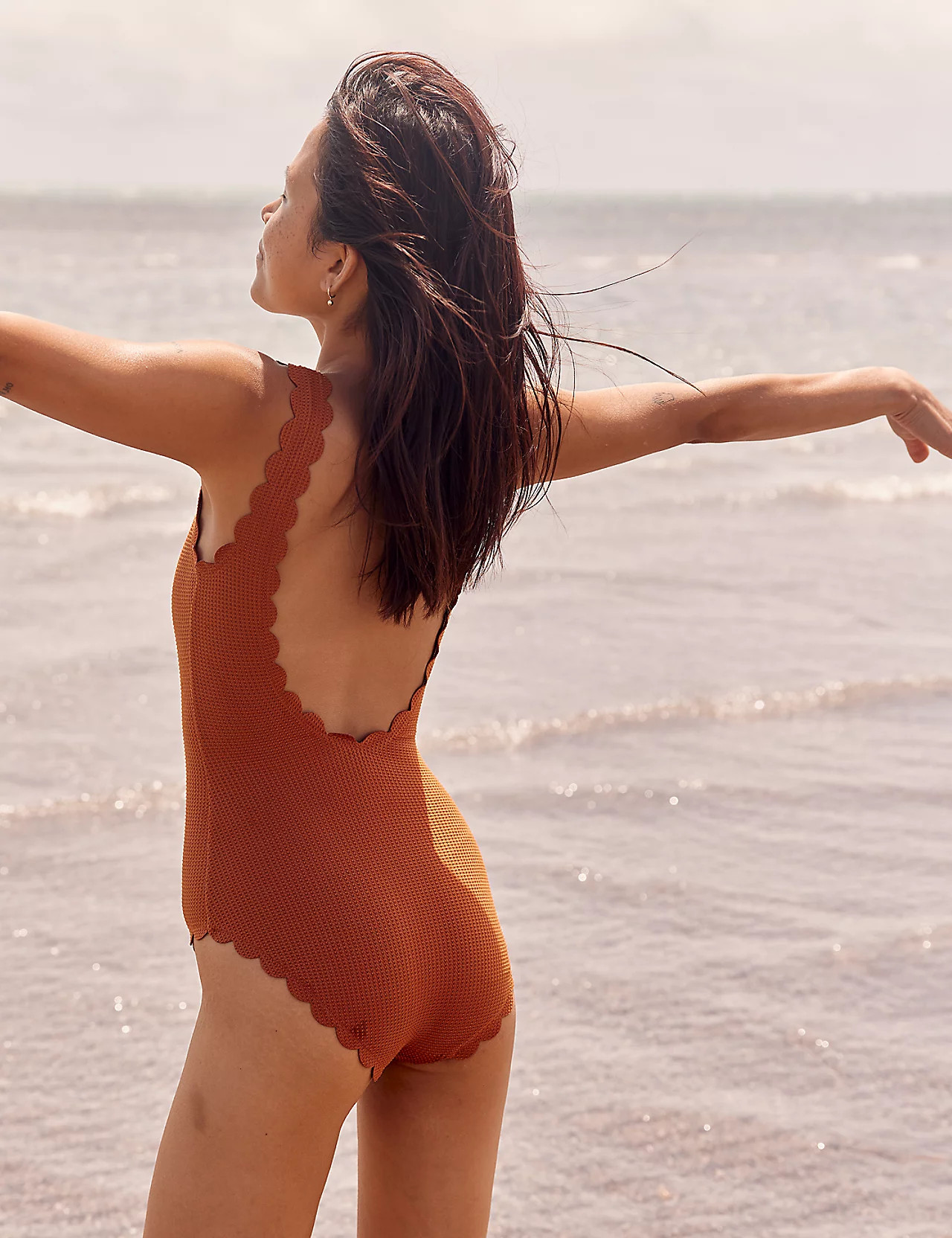 Aerie Waffle Scalloped One Piece Swimsuit | Aerie