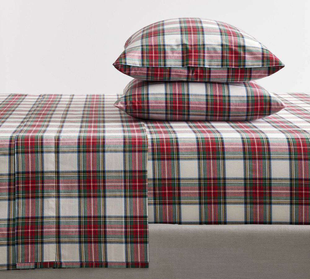 Stewart Plaid Percale Sheet Set | Pottery Barn (US)