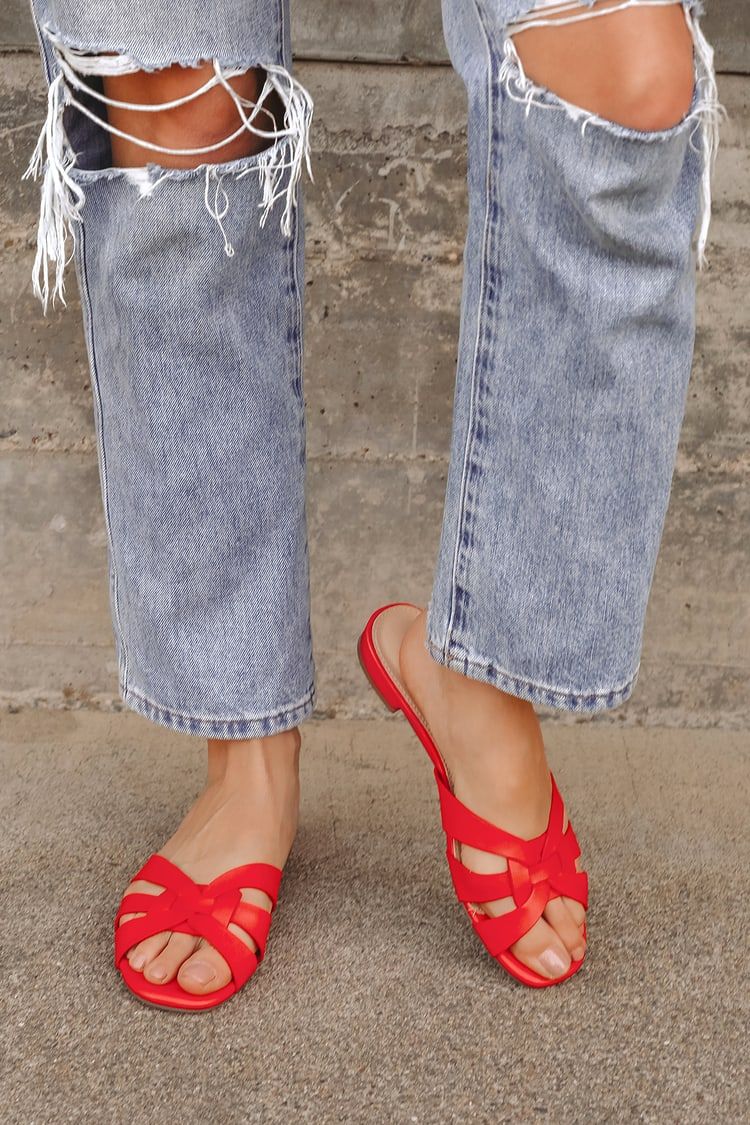 Caitlin Red Slide Sandals | Lulus (US)