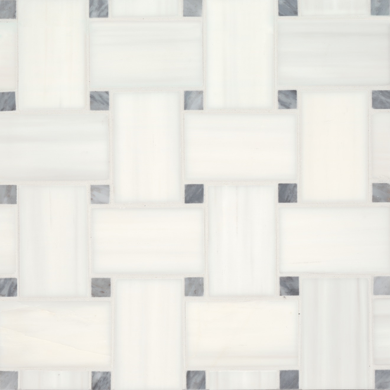 Jumbo Basketweave Honed Marble in Dolomite with Bardiglio Dot | Bedrosians Tile and Stone
