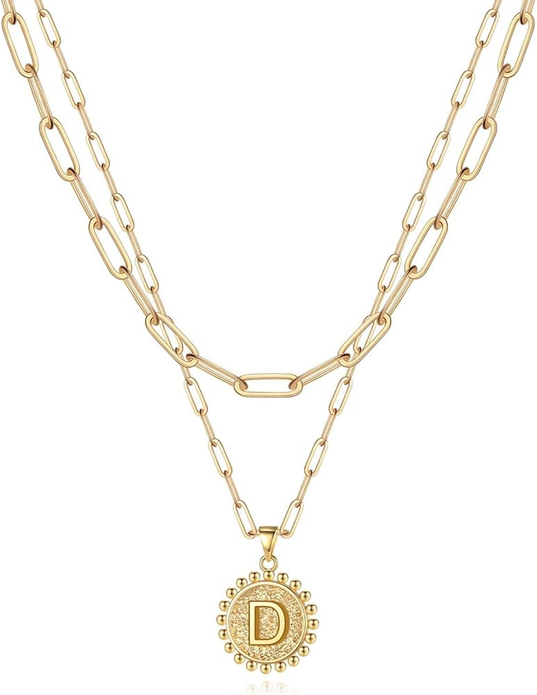 Yoosteel Gold Initial Necklaces for Women Girls, 14K Gold Plated Dainty Layering Paperclip Link C... | Amazon (US)