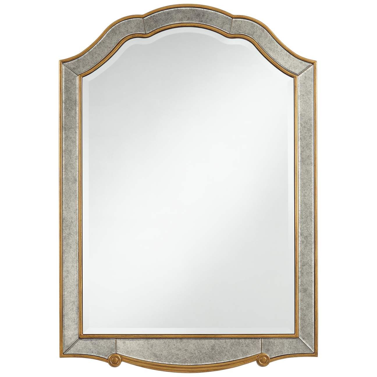 Cavella Antique Gold 28" x 40" Crowned Top Wall Mirror | Lamps Plus