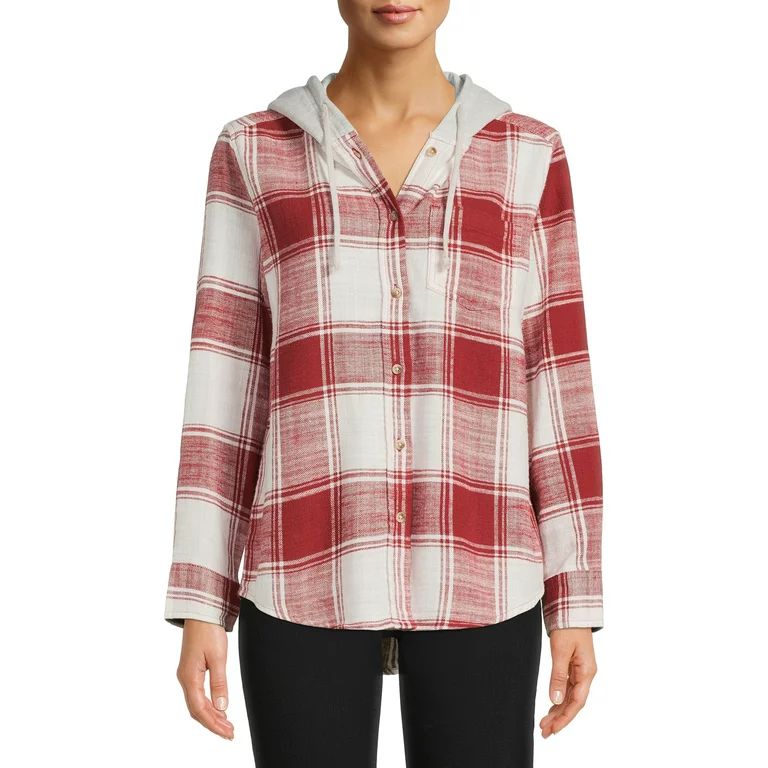 Time And Tru Women's Hooded Flannel | Walmart (US)