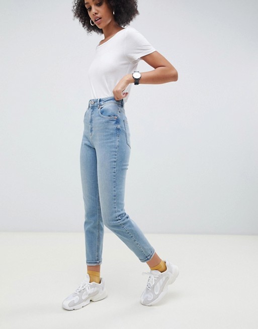 ASOS DESIGN Farleigh high waist slim mom jeans in light stone wash | ASOS US