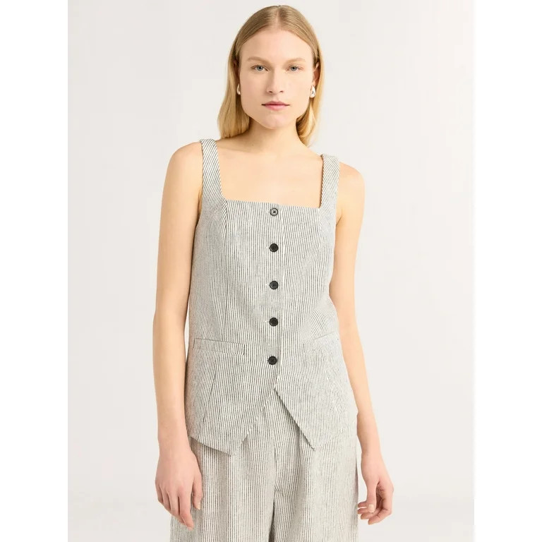 Scoop Women's and Women's Plus Linen Blend Longline Vest, Sizes XS-4X | Walmart (US)