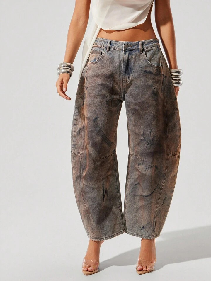 Denimoi Women's Loose Fit Casual Barrel Leg Jeans | SHEIN
