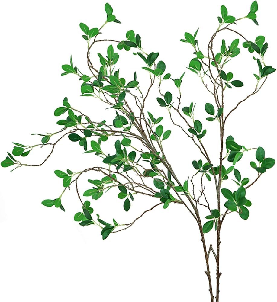 Ollain 43" Artificial Greenery Stems Plants Faux Leaf Green Eucalytus Branches Ficus Twig Fern Fa... | Amazon (US)