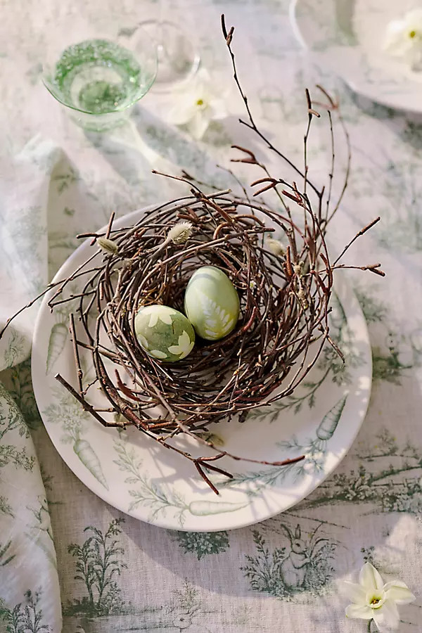 Bunny Toile Carrot Stoneware Dinner Plate | Anthropologie (US)