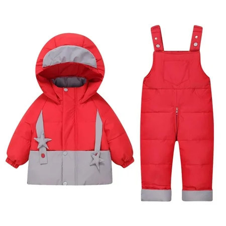 Snow Suit for Kids Toddler Snow Suit Unisex Baby Girls Boys 2 Piece Snowsuit Winter Down Coat and Snow Pants Set Puffer Jackets Ski Bibs Outfits by Llywey Red 12 Months | Walmart (US)