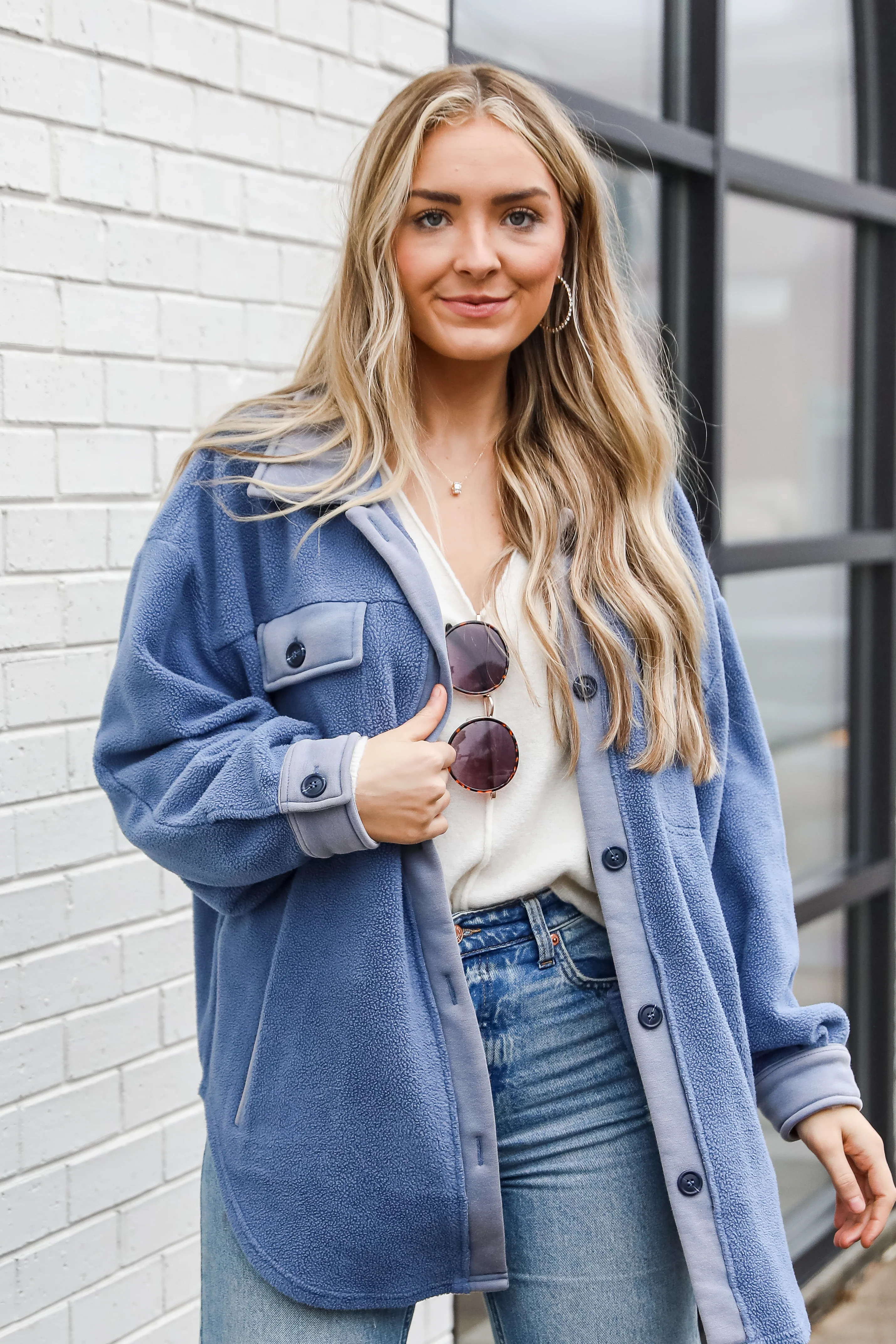 FINAL SALE - Snow Must Go On Fuzzy Knit Shacket | Dress Up