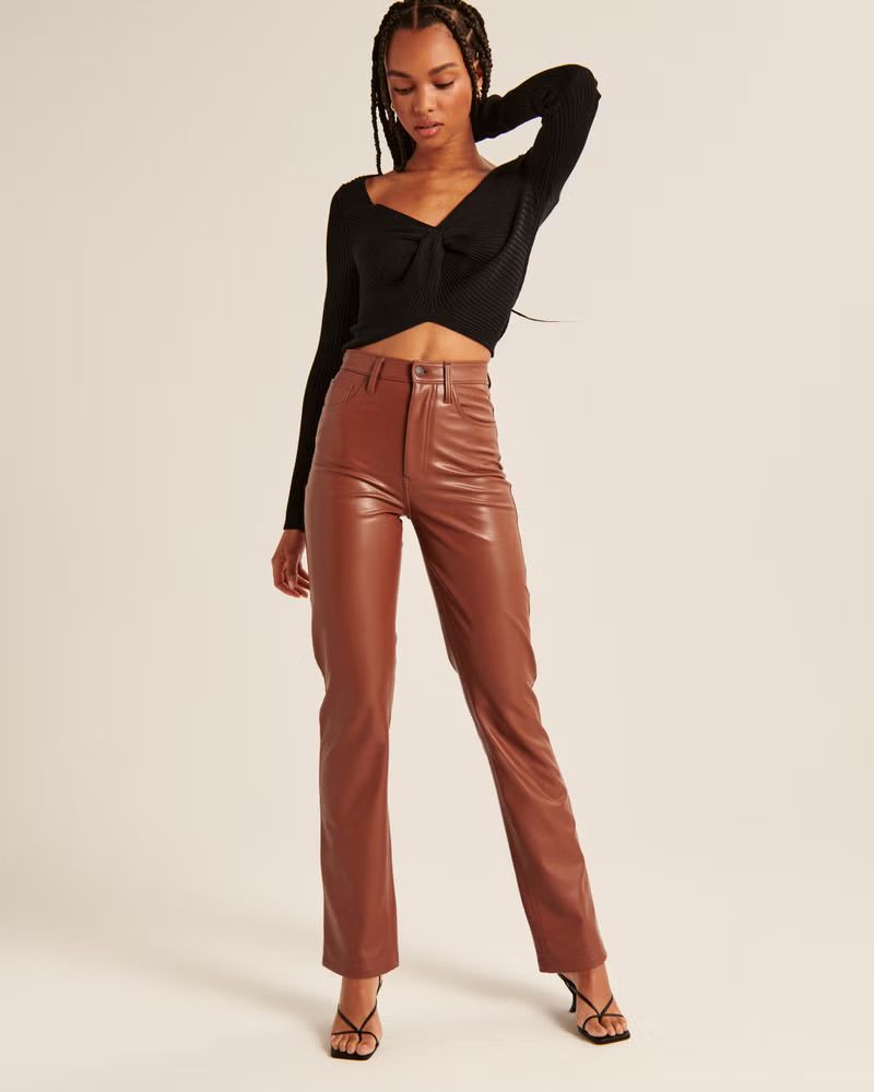 Women's Vegan Leather 90s Straight Pants | Women's New Arrivals | Abercrombie.com | Abercrombie & Fitch (US)