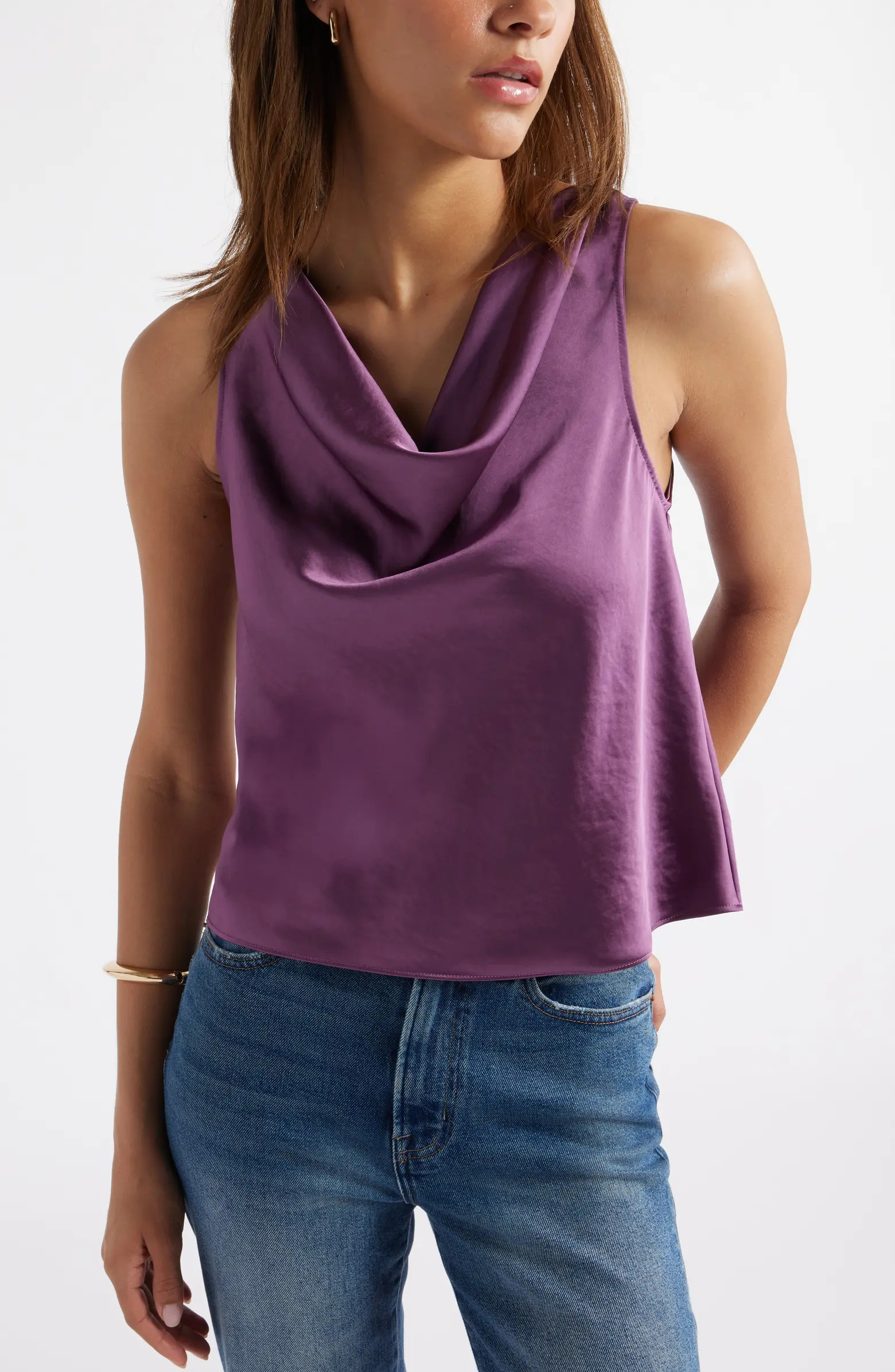 Open Edit Sleeveless Cowl Neck Satin Top | Nordstrom | Nordstrom