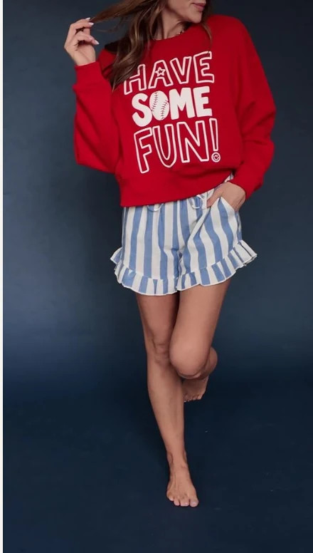 Bluebell Stripe Ruffle Short - Pre Order | Poppy & Pine