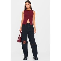 PrettyLittleThingWashed Black Extreme Ripped Hem Boyfriend Jeans | PrettyLittleThing US