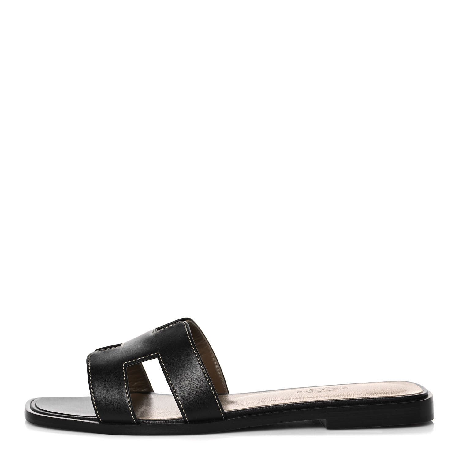 HERMES Box Calfskin Oran Sandals 36 Black | FASHIONPHILE | FASHIONPHILE (US)