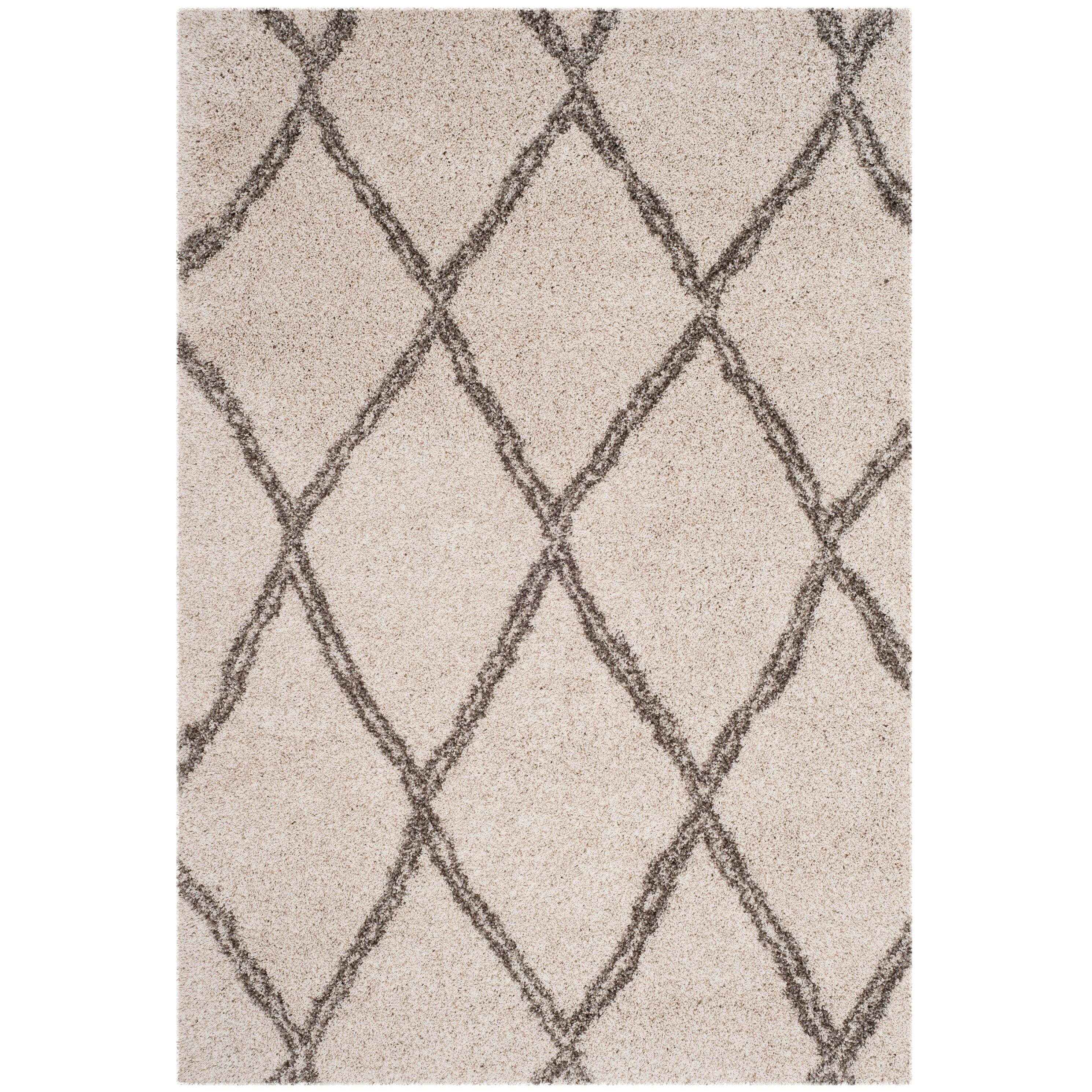 SAFAVIEH Hudson Adella Geometric Diamonds Shag Area Rug, Ivory/Grey, 5'1" x 7'6" - Walmart.com | Walmart (US)