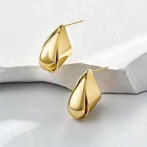 Cicy Bell Womens 14k Gold Plated Earrings Teardrop Chunky Gold Elegant Stud Post Earrings Trendy ... | Amazon (US)