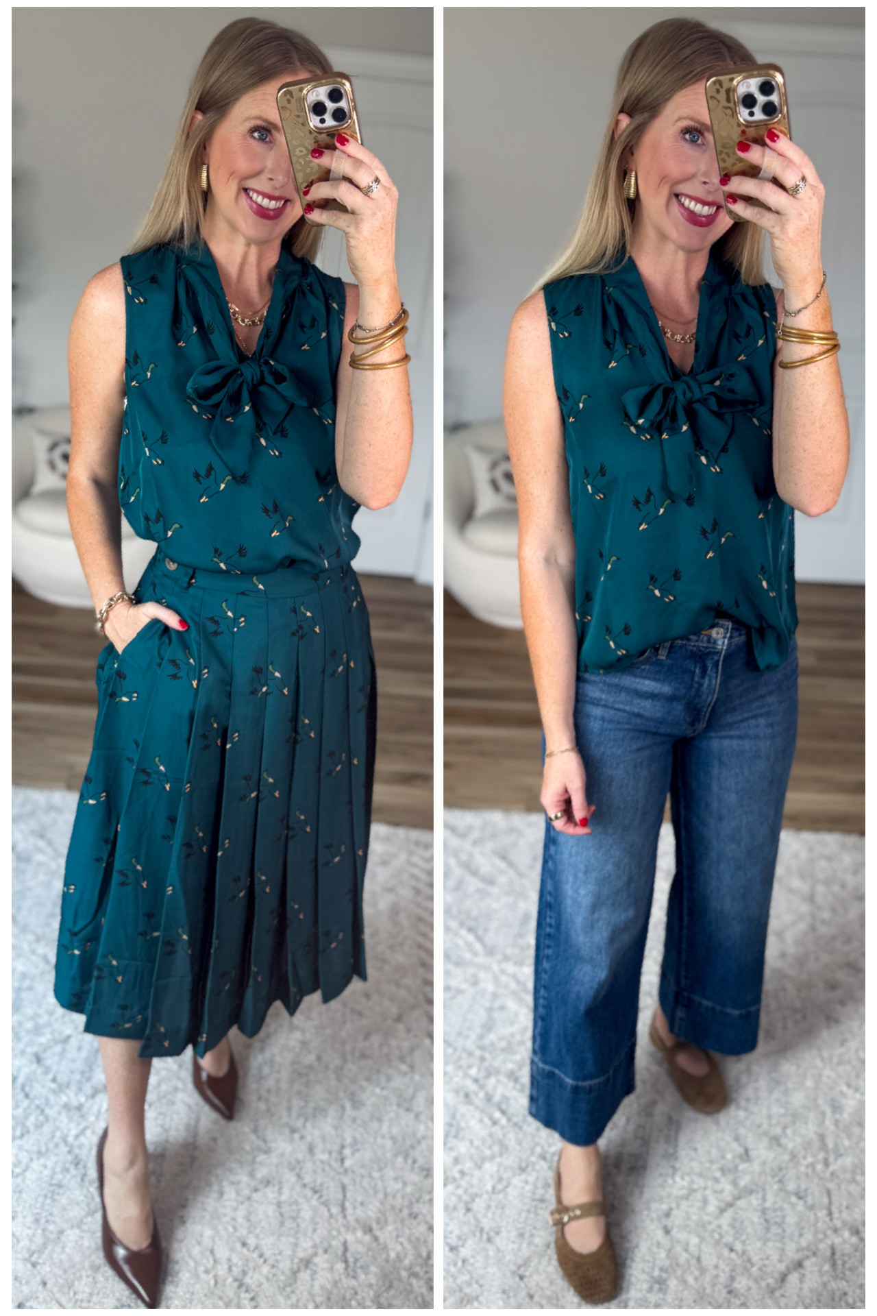 2 ways to style this duck print tie neck top from Walmart!

#LTKootd