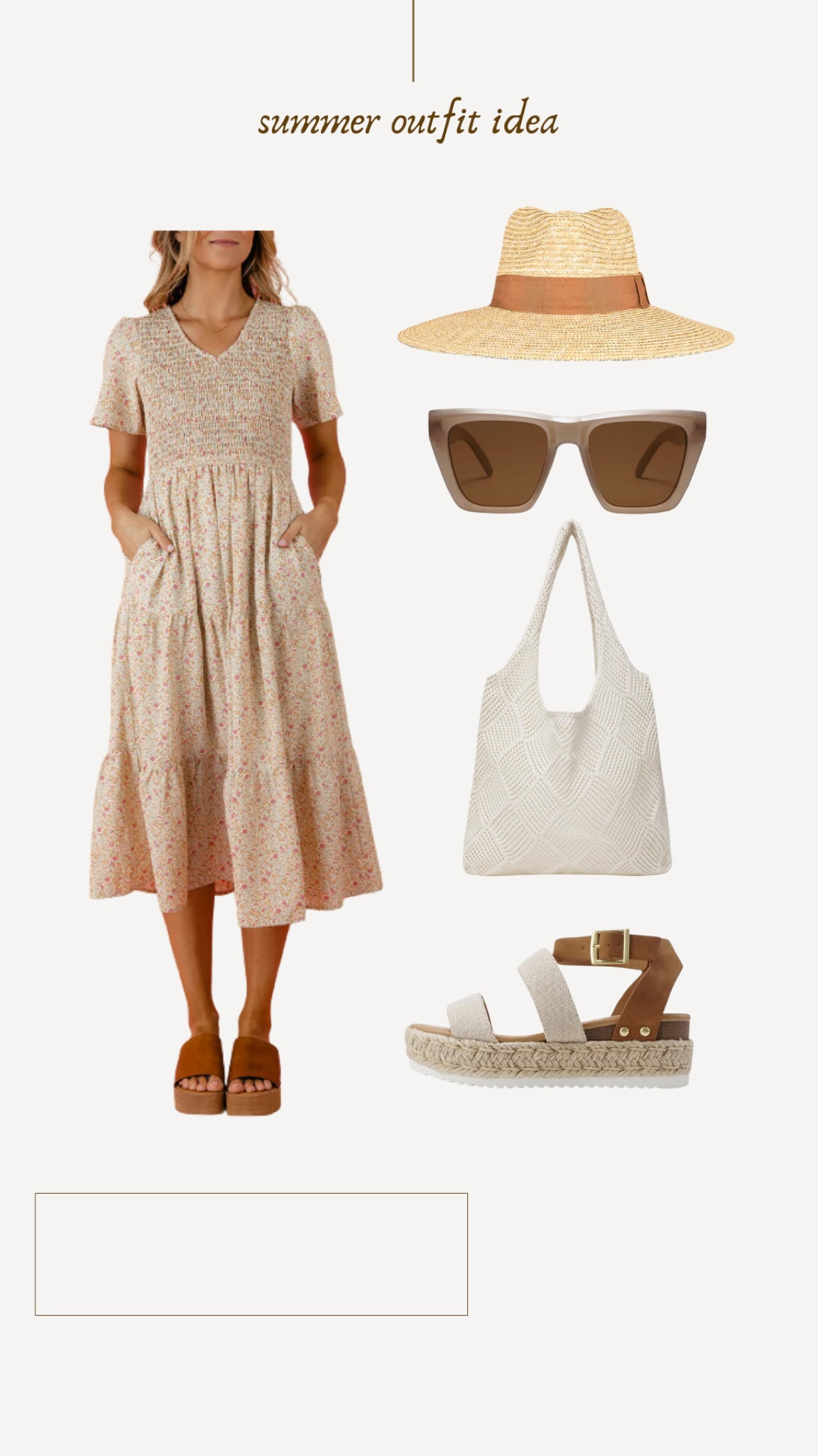 Summer outfit idea - floral midi dress - straw bag - rattan hat 

#LTKStyleTip #LTKSeasonal